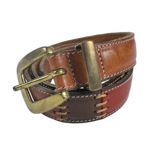 Fossil Leather Multicolor Patchwork Stitched Belt Size S